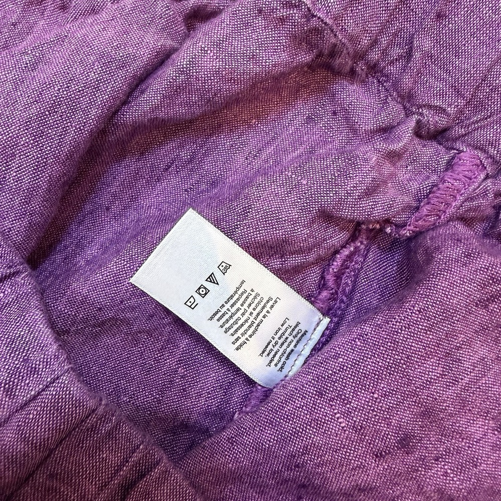 Coldwater Creek Deep Plum Cropped Linen-Blend Pants - Picture 6 of 11